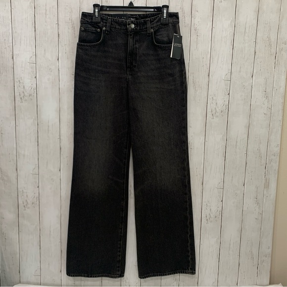 Lauren Ralph Lauren Wide Leg Mid Rise Non Stretch Jeans Creased Easy W27 Size 4 - Picture 2 of 15